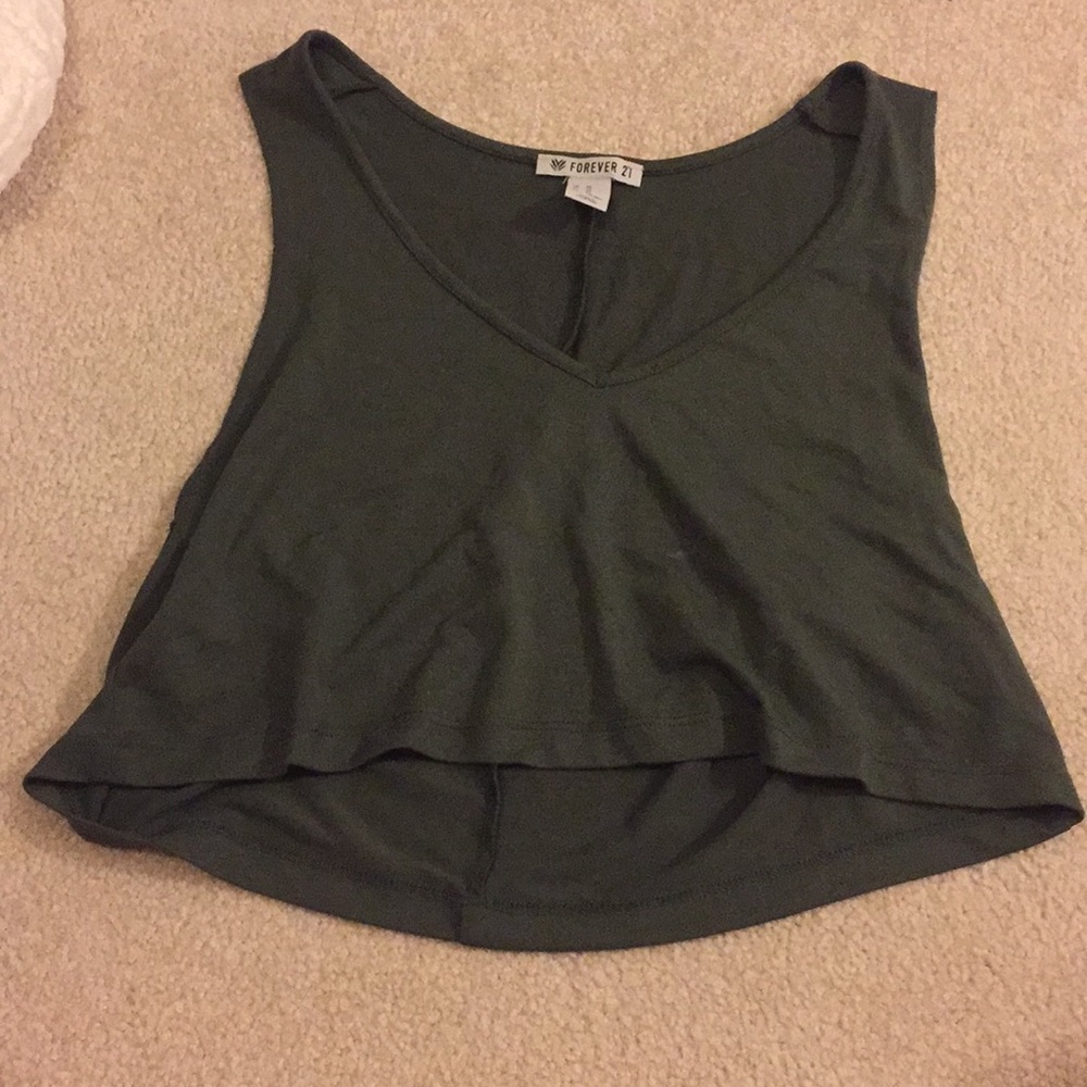 army green crop tank